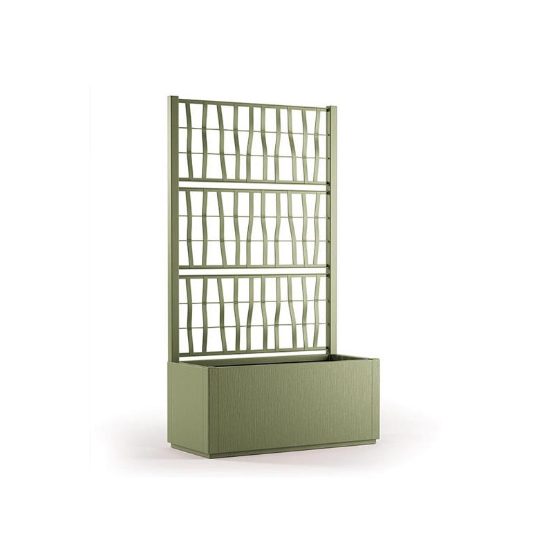 Stefanplast Ethica, fioriera rettangolare 80 cm con spalliera, verde oliva