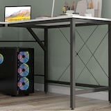 thumbnail of Secretária em Forma de L Secretária para Escritório com Estrutura de Metal Secretária de Canto 150x150x76 cm Branco e Preto