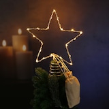 thumbnail of LED Christbaumspitze Stern mit Glitzer beleuchtet Batterie Timer 27cm gold