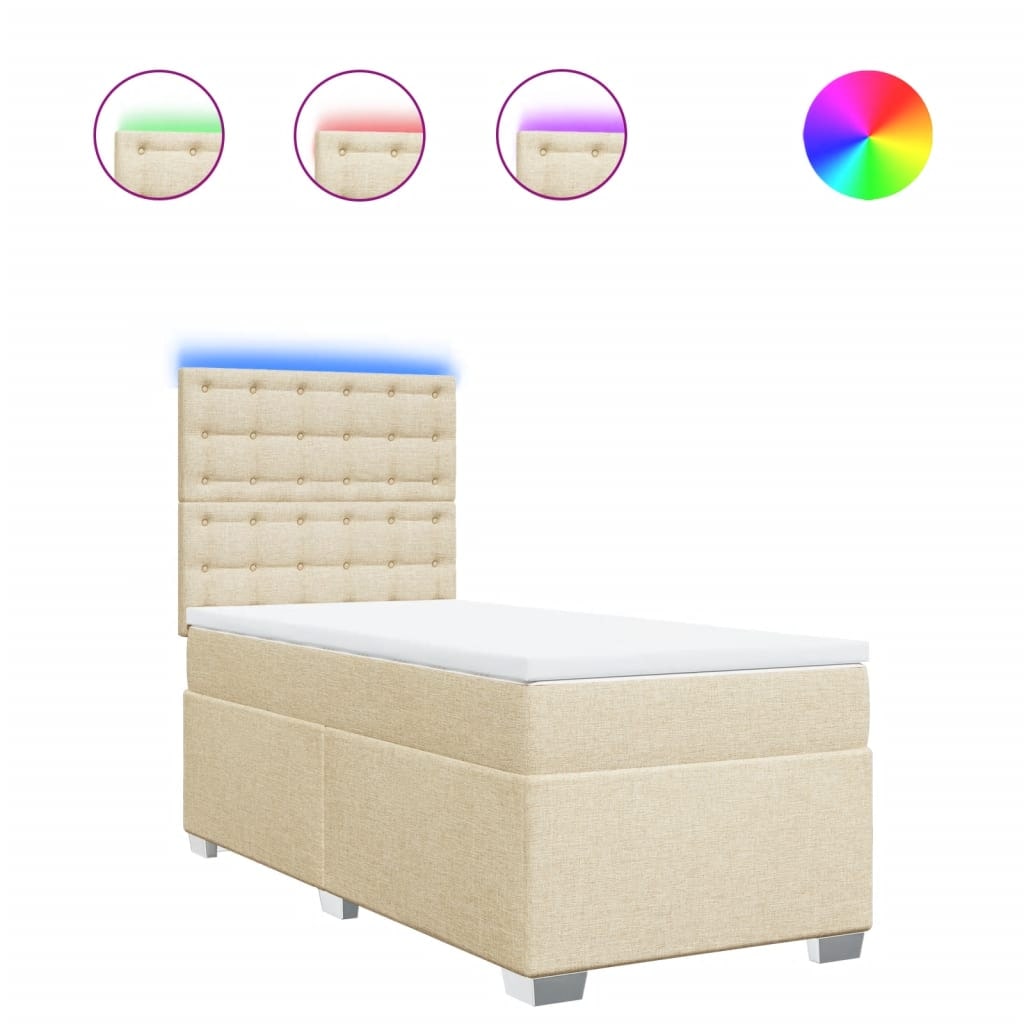 vidaXL Boxspringbett mit Matratze Creme 80x200 cm Stoff