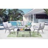 thumbnail of Möbilia Garten Sitzgruppe 4-tlg | 2 Stühle, 1 Bank, 1 Tisch | inkl. Sitz- und Rückenkissen | Polyrattan | grau | 10020014 | Serie GARTEN