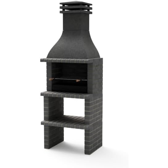 MF - Barbacoa de Obra Prefabricada para Leña y Carbón Modelo Taos Plus (Gris oscuro - 76 x 58 x 214 cm) REF: M01141 - Uso en Exteriores