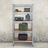 thumbnail of Relaxdays Schwerlastregal verzinkt, Traglast 875kg, 150x75x30 cm, 5 Böden, zum Stecken, Stahl, Lagerregal Keller, silber