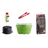 thumbnail of LotusGrill Starter-Set Classic 1x Grill Limettengrün USB-Anschluß, 1x Buchenholzkohle 2,5 kg, 1x Brennpaste 200ml, 1x Zange (Farbe nach Vorrat), 1x