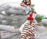 thumbnail of Adventskranz Stern, Weihnachtsdeko Tischdeko, Holz mit Kerzenglas 40x40x12cm weiß-grau