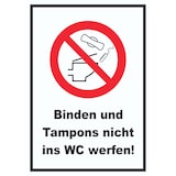 thumbnail of Keine Binden und Tampons ins WC werfen Schild A5 Rückseite selbstklebend