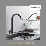 thumbnail of JANA | Grifo de cocina extensible de acero inoxidable premium dorado negro | alto Bogo alta presión giratorio 360° 2 conexiones | Grifo Gastr