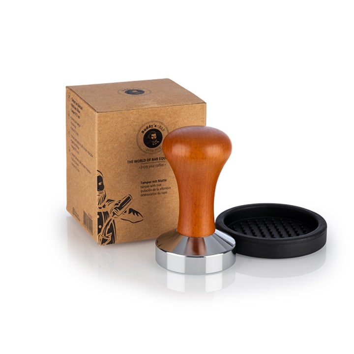 Buddy's Bar Kaffee Tamper mit Matte Ø 58mm H:9 cm