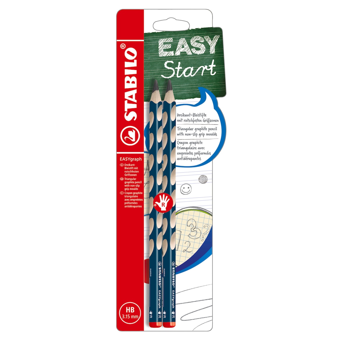 Bleistift Easygraph Minenbreite 3,15mm HB Blisterkarte petrol VE=2 Stück