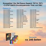 thumbnail of Kompatibel 12er Set Epson Gepard, T0715, T071, C13T07154010 Druckerpatronen Tinte von D&C