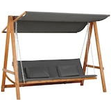 thumbnail of Hollywoodschaukel 3-Sitzer Holz Grau 225,5x113x180 cm, mit Bettfunktion & Dach