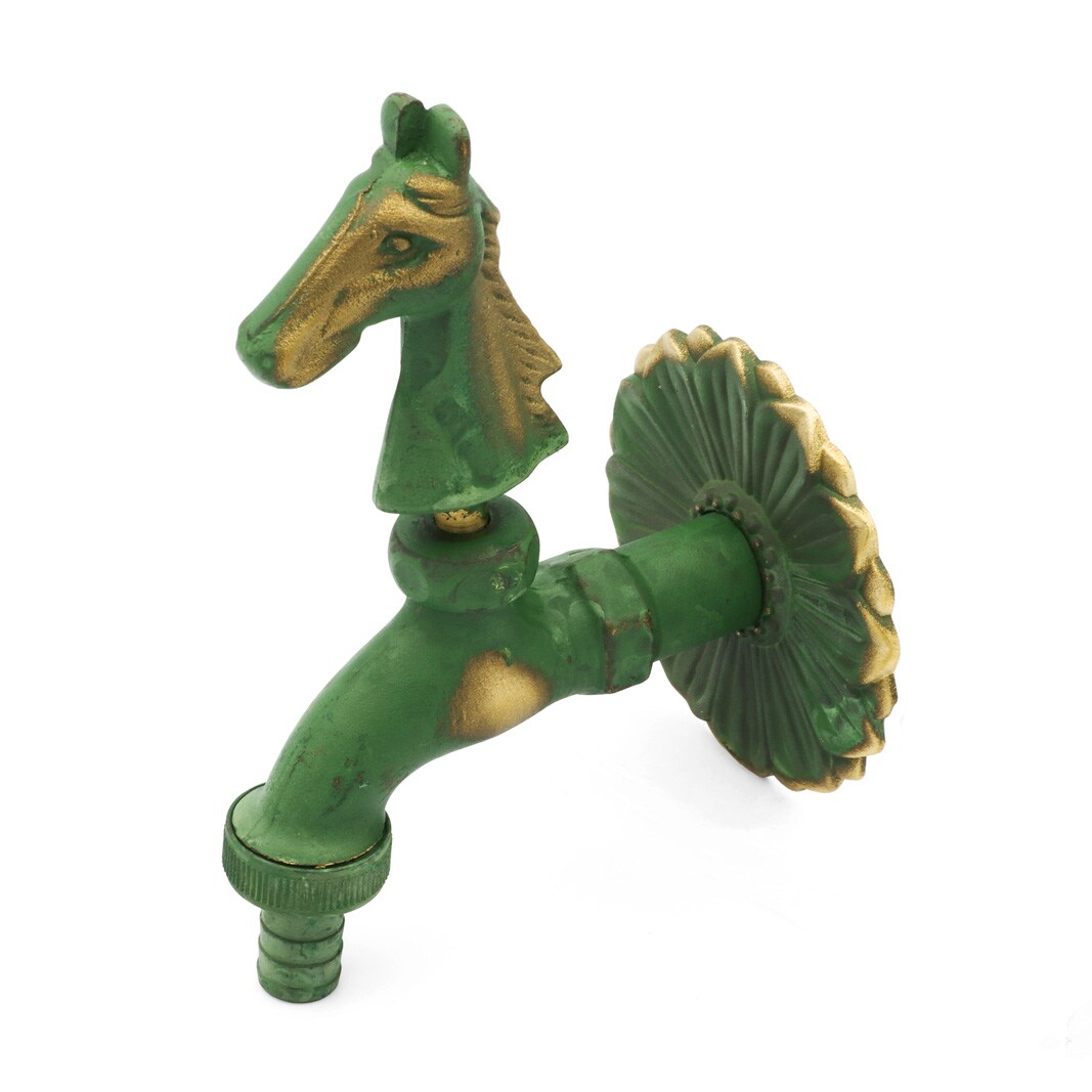 Nostalgie Auslaufventil Pferd 1/2 Zoll patiniertes Messing