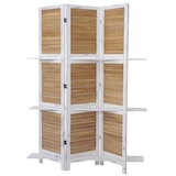 thumbnail of Paravent T752, Trennwand Raumteiler mit Regalböden 170x125cm, Shabby Look ~ weiß/braun