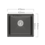 thumbnail of Gasfrit - Keukenspoelbak met sifon voor opbouwmontage van roestvrij staal in zwarte kleur, 1 spoelbak, 470 x 410 mm