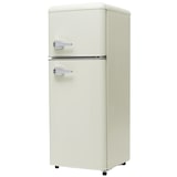 thumbnail of Zweitüriger Kühlschrank 92 L 105×41×45cm freistehend leise energieeffizient D-Klasse mit LED-Licht und verstellbaren Ablagen Antikweiß