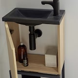 thumbnail of Meuble lave-mains NOVA décor chêne sur pieds + miroir rectangulaire