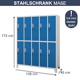 thumbnail of Umkleideschrank Spind BERLIN - 10 Abteile, Etikettenhalter Lüftungsschlitze | Umkleidespind Schließfachschrank Garderobenspind, 172x136x45cm Grau-Blau