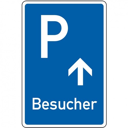 Schild I Parkplatzschild Besucher mit Pfeil geradeaus, Aluminium RA0, reflektierend, 600x900, DIN 67520