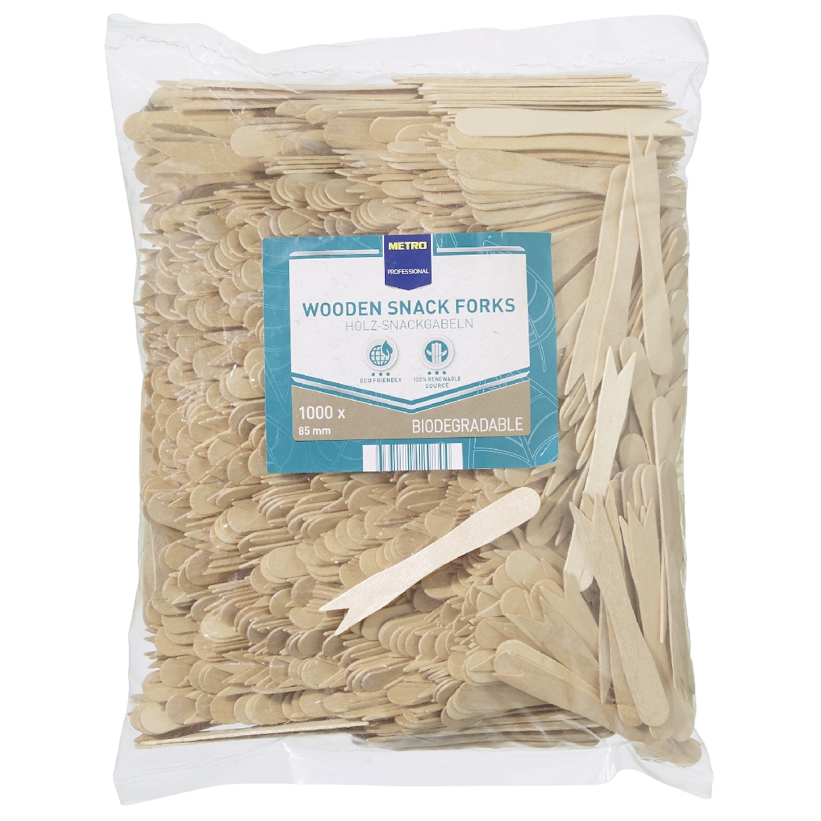 Metro Professional Fourchette à snacks, bois, biodégradable, 8.5 cm, 1000 pièces