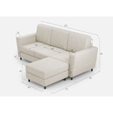 thumbnail of Yasel 3-zitsbank (drie zitplaatsen 60cm) + poef buitenafmetingen L.212 D.155 melkkleur
