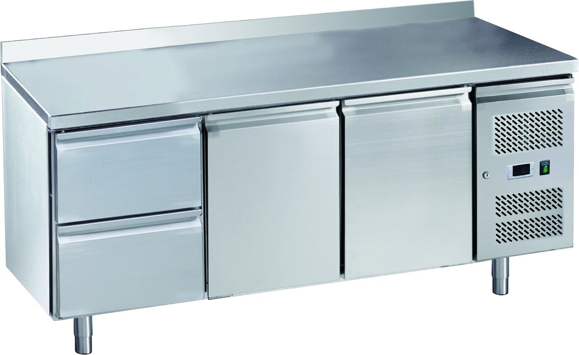 GastroHero Kühltisch ECO 2/2 mit Aufkantung - GN 1/1
