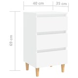 thumbnail of Mesita de noche con patas de madera maciza blanca 40x35x69 cm