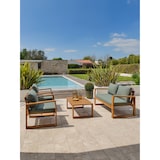 thumbnail of Salon bas de jardin 4 places en bois d'acacia, coussins vert olive - ARACAJU