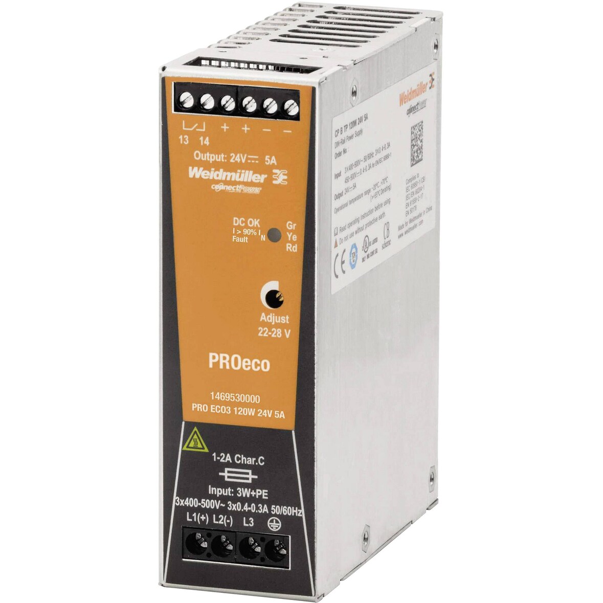 Weidm?ller PRO ECO3 120W 24V 5A Hutschienen-Netzteil (DIN-Rail) 24 V/DC 5 A 120 W Anzahl  1469530000