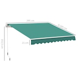 thumbnail of Outsunny toldo manual retráctil 295x245 cm toldo exterior terraza enrollable con manivela de metal protección UV toldo enrollable para balcón verde