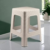 thumbnail of 2 bancos de plástico empilháveis ​​modernos estilo rattan para ambientes internos e externos - 36x36x45cm (2, bege)