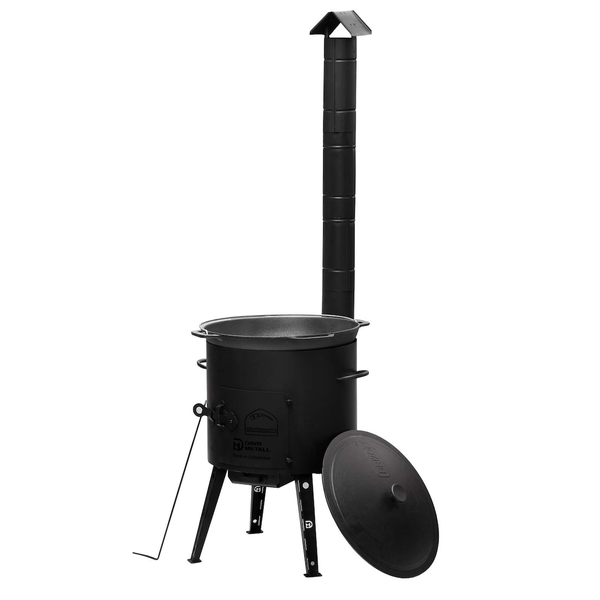 Ø40 Uchag 2mm stahl Utschak mit Abzugsrohr Utschag Outdoorofen 12L Gusseisen Kazan mit Gusseisen Deckel Kasan Feuerstelle Feldküche