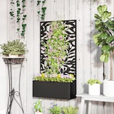 thumbnail of Outsunny jardinera exterior grande de metal jardinera con pantalla de privacidad jardinera de pared o independiente 61x23x113 cm negro