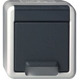 thumbnail of Steckdose, 1f, grau, Aufputz, Steckdose CEE 7/3 (Typ F), mit Klappdeckel, IP44, 444030