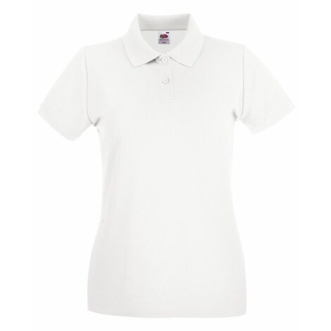FRUIT OF THE LOOM, Polo femme, manches courtes, patte de boutonnage 2 boutons ton sur ton, blanc, M,