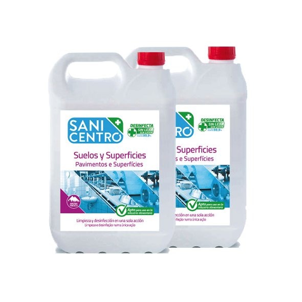 Limpiador desinfectante multiusos sin lejía Sanicentro. Caja 2x5L
