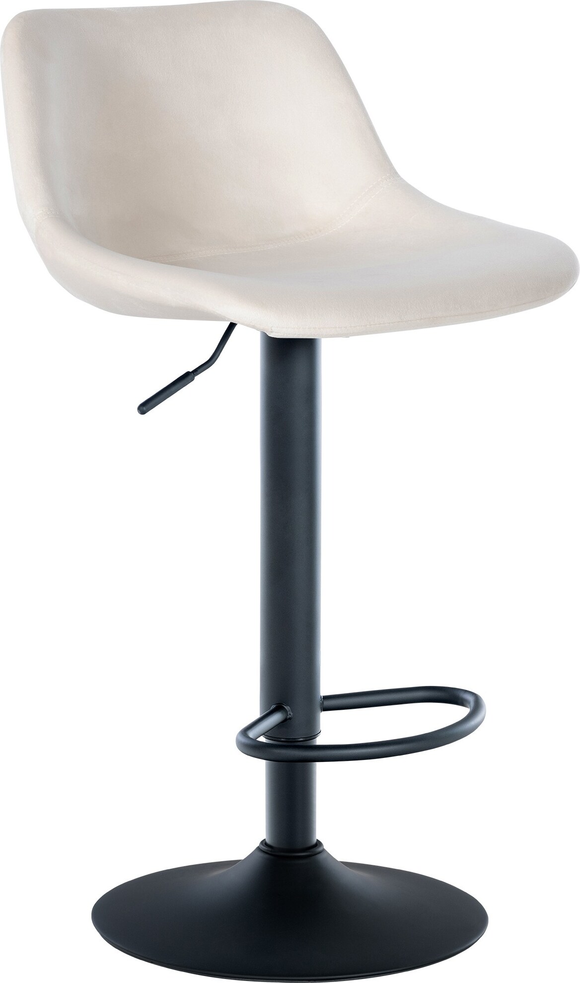 Barhocker HODOR - Samt Creme 43x49x79 cm | Barstuhl Höhenverstellbar Mit Lehne Drehbar Tresenhocker Tresenstuhl Kneipenhocker Kneipenstuhl
