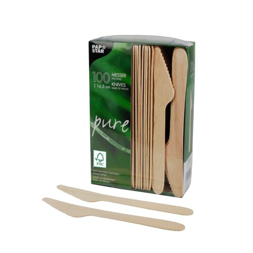 PAPSTAR 1000 Messer, Holz "pure" 16,5 cm