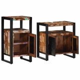 thumbnail of vidaXL Badezimmermöbel Set mit Tür 2 pcs Braun recyceltes Massivholz