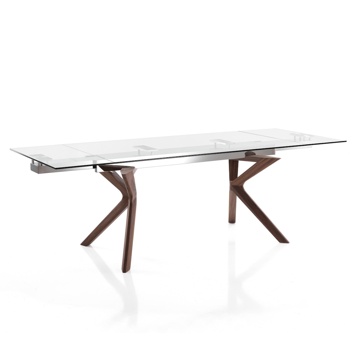 Oreste Luchetta Tavolo allungabile CALY piano realizzato in vetro temprato trasparente H.78 x P.90 x L.160/200/240 cm