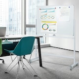 thumbnail of COSTWAY Dubbelzijdig mobiel whiteboard, 120 x 90 cm, magnetisch whiteboard met rasterpatroon, droog uitwisbaar, met wielen