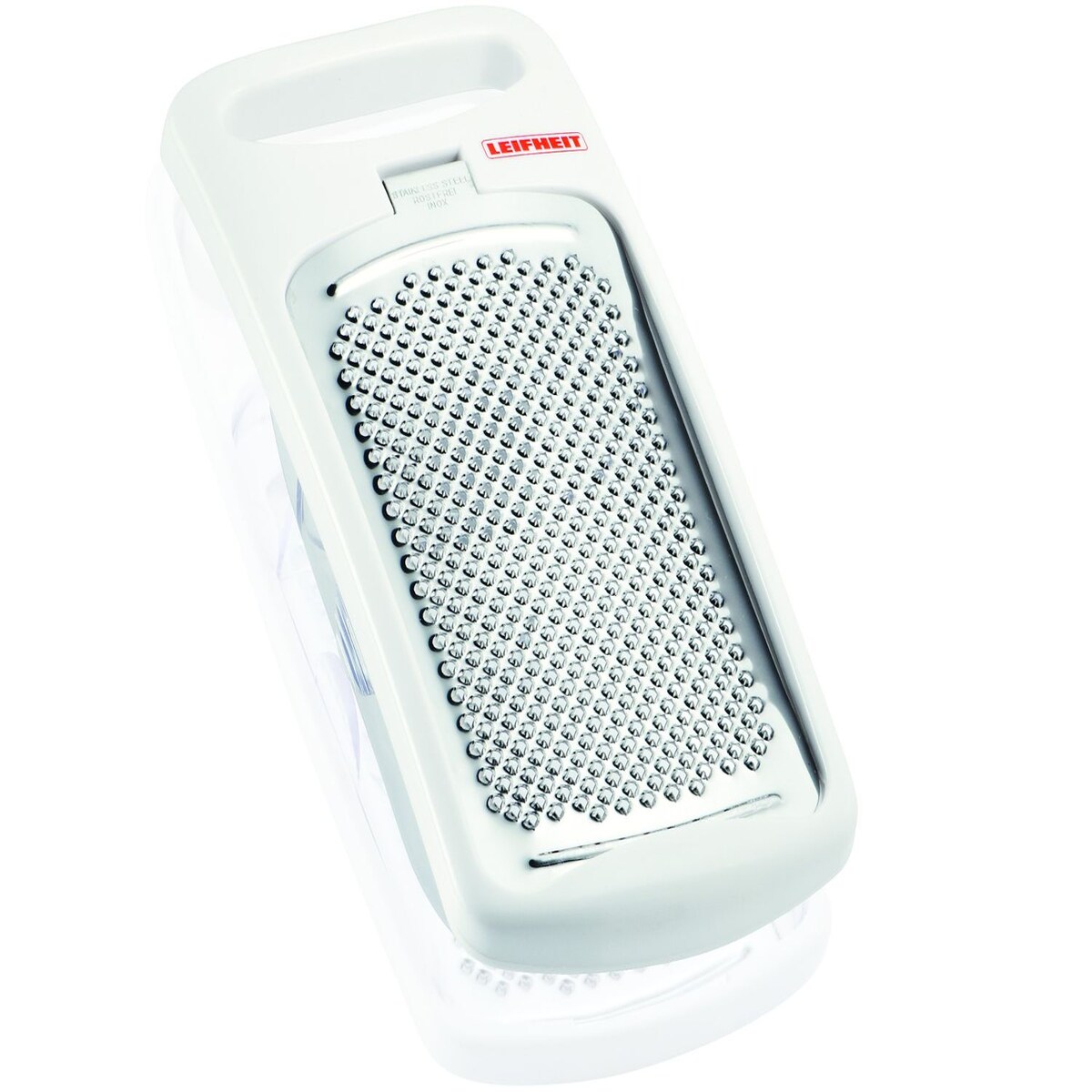 LEIFHEIT Edelstahl Kunststoff Muskatreibe Nussreibe Reibe Muskat fein