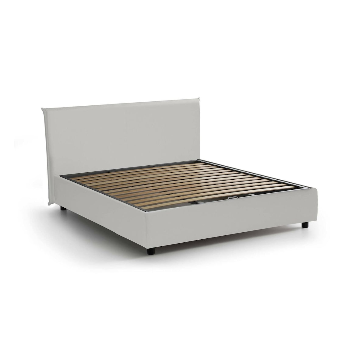 Dmora Doppelbett Bice, Containerbett mit Kunstlederbezug, 100% Made in Italy, Frontöffnung, passend für Matratze Cm 160x200, Weiß