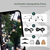 thumbnail of Guirlande Guinguette 5M Paros avec 5 abat-jours Noir Design culots E27 extensible