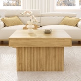 thumbnail of Holztisch quadratisch 79x79x46 cm, Kaffeetisch Wohnzimmer Tisch minimalistisch PB MDF Holzfarbe kompakt modern skandinavisch robust stabil