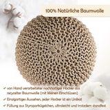 thumbnail of Sitzpouf Strickhocker Pouf Ø45 H30cm Bodenkissen Indoor Baumwolle nachhaltig recycelt : beige