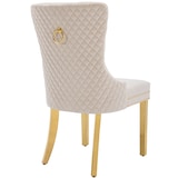 thumbnail of Merax Silla de Comedor Juego de 4 Sillas de Salón 4 Piezas Silla tapizada Patas de Apoyo de Acero Inoxidable Chapado en Oro Terciopelo Beige
