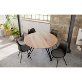 thumbnail of Runder Esszimmertisch massiv Eiche Schweizer Kante 100 cm Hairpin schwarz DREAM