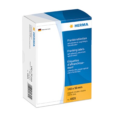HERMA Frankieretikett 4321 140x50mm doppelt weiß 500 St./Pack.