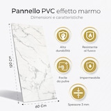 thumbnail of Panel decorativo efecto mármol gres porcelánico set de 6 piezas 4,3 m2 revestimiento de pared PVC en UV 120x60 Mármol Blanco