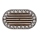 thumbnail of Relaxdays Fußabtreter Gusseisen mit Bürsten, HBT ca. 4 x 73 x 42 cm, Schuhabstreifer aus Metall im Jugendstil, bronze